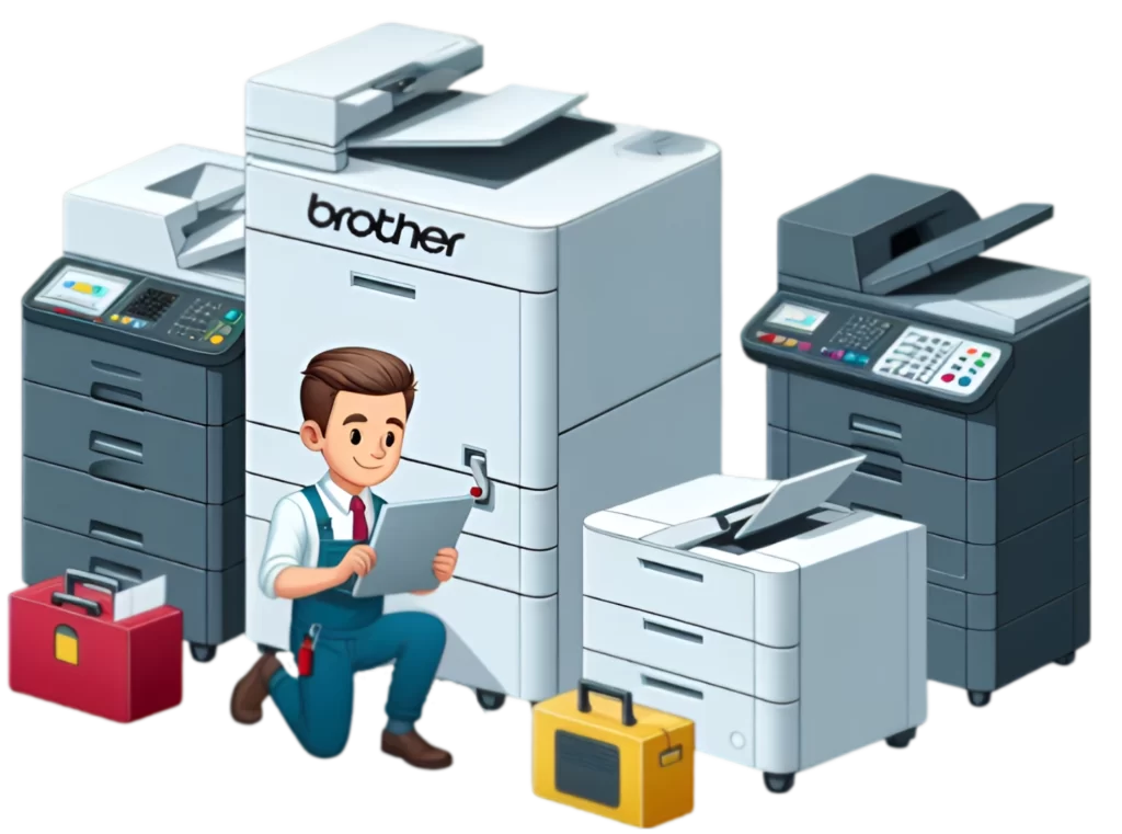 Technician fixing Printer, Copier and Fax machine